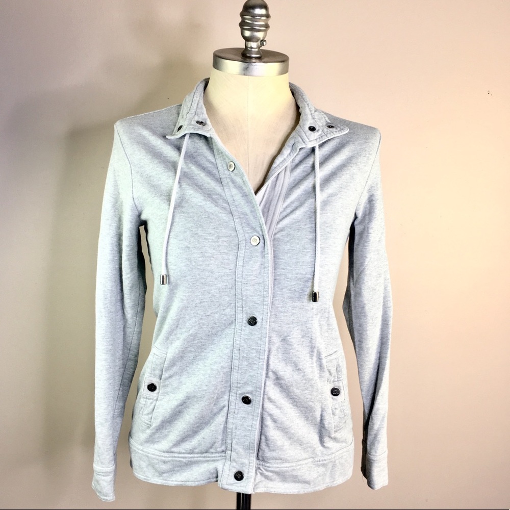 Banana Republic Soft Gray Sweatshirt Snap Jacket M